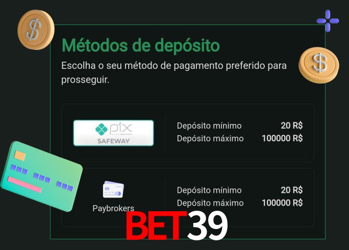 O cassino bet39 oferece uma grande variedade de métodos de pagamento